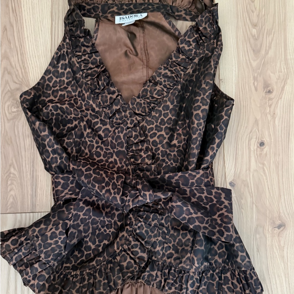 Abella Brown Leopard Print Ruffle Blouse